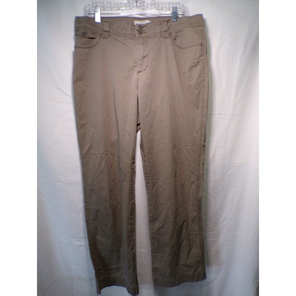 Riders by Lee Women's Size 16 Chino Khaki Pants Straight Leg Stretch Cotton